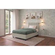 Letto imbottito Singolo 80x200 cm Vertical - Similpelle,Tortora,Contenitore