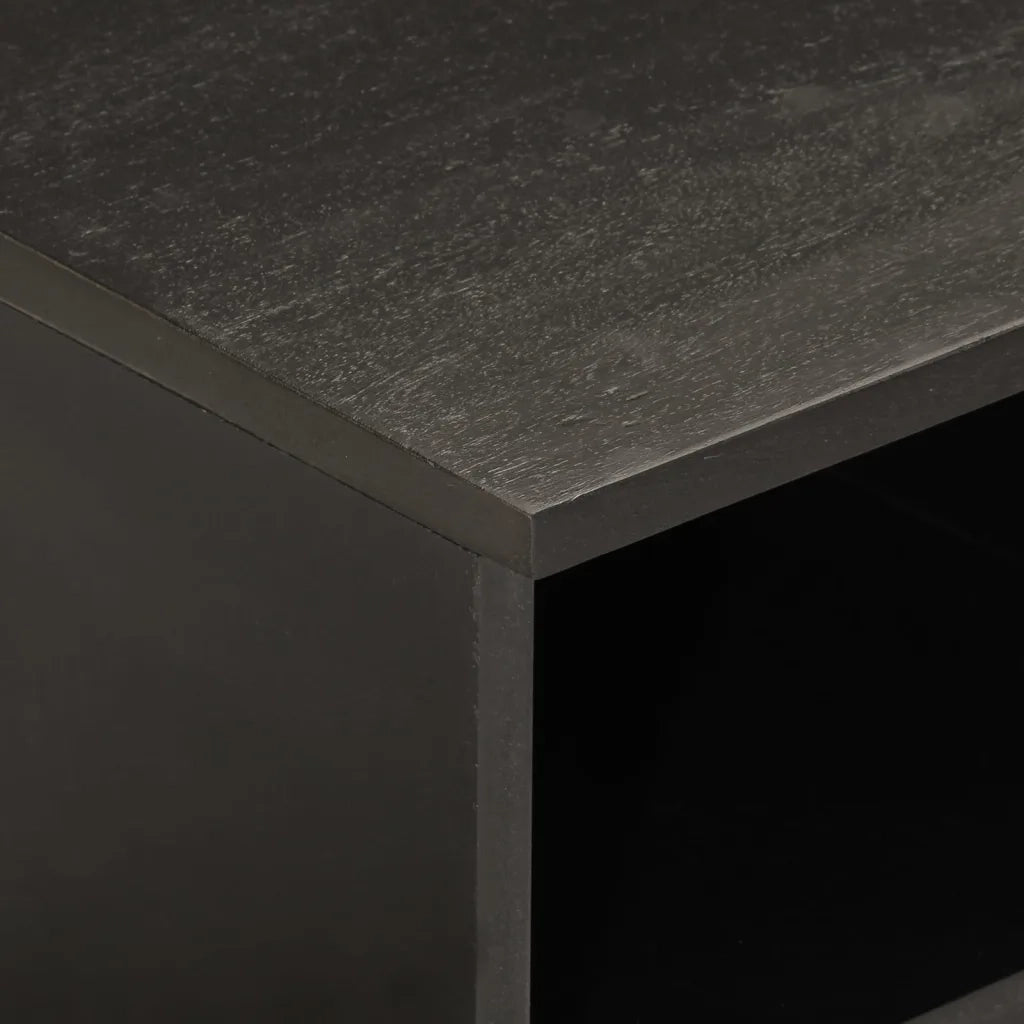 Mobile Porta TV Nero 80x33x46 cm in Legno Massello di Mango 356836