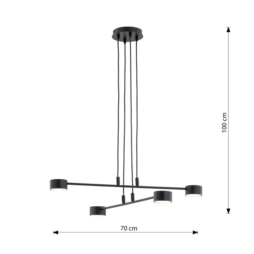 Lampada a sospensione MODUS nera regolabile 4xGX53 Emibig