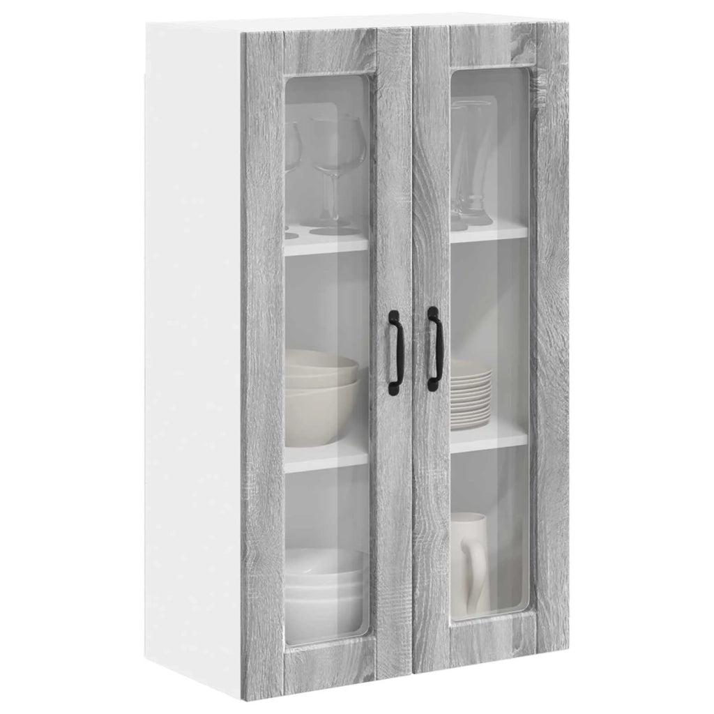 Pensile da cucina | Mobile in vetro da parete PORTO Grigio Sonoma 60 x 31 x 100 cm