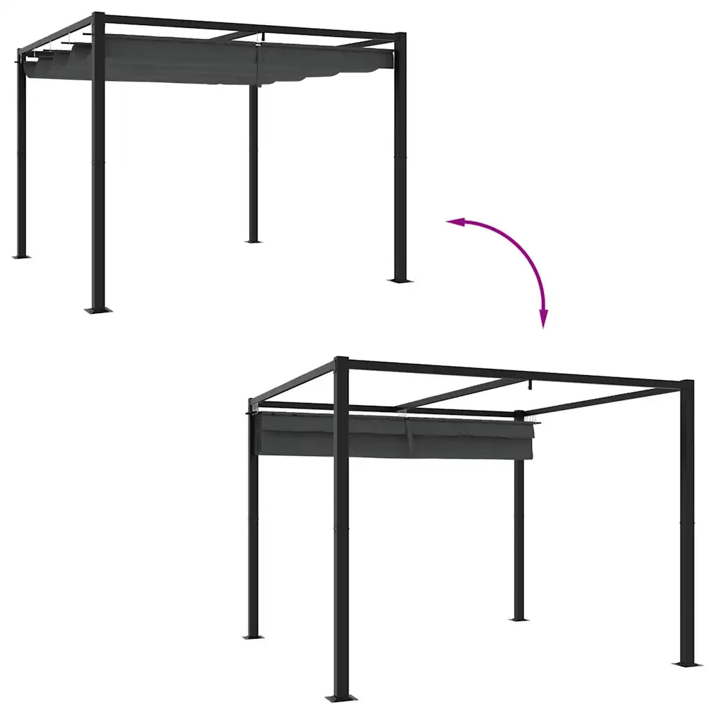 Gazebo da Giardino con Tetto Retrattile Antracite 3x3 m Acciaio 4003962