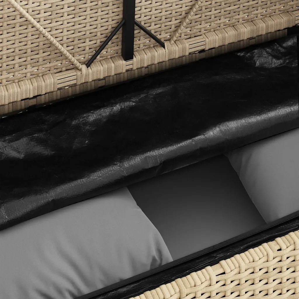 Panca da Giardino con Cuscini-Sgabello-Panca da esterno Beige in Polyrattan 985979