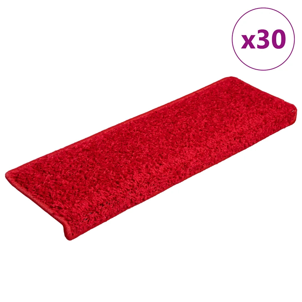 Tappetini per scale 30 pz | Gradini per Scale 65x21x4 cm Rosso Bordo rettangolare