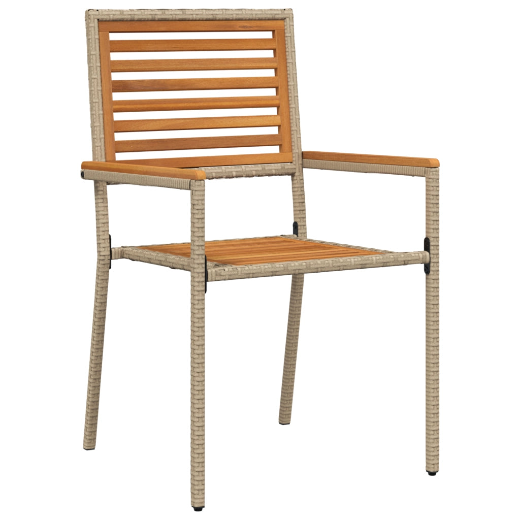 Set da Pranzo da Giardino da 9 Pezzi in Beige Poly Rattan Acacia