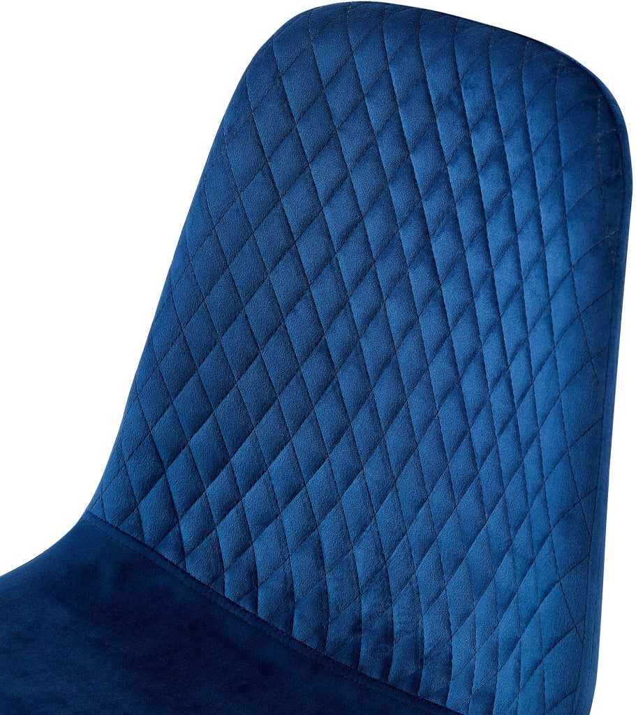 Sedia Giverny con cuciture decorative Velluto,blu