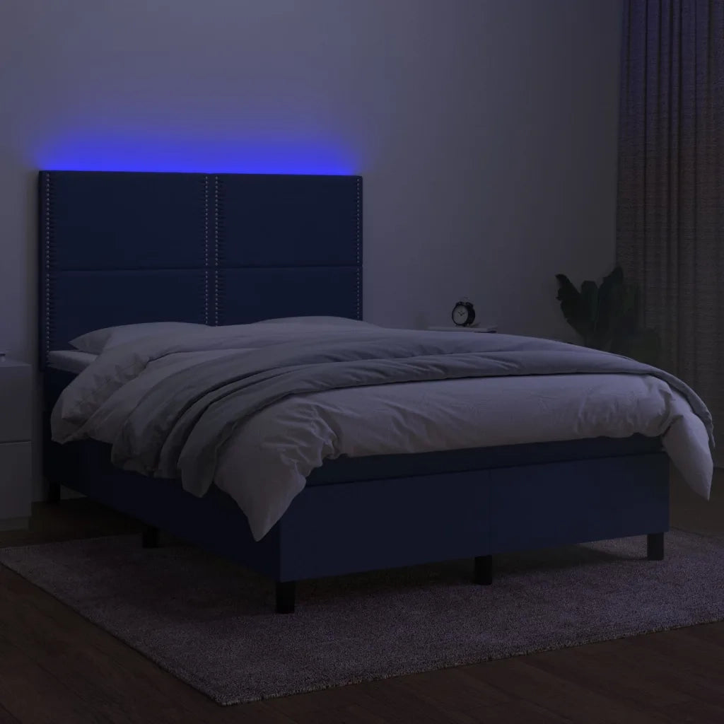 Letto a Molle con Materasso e LED Blu 140x200 cm in Tessuto cod mxl 62440