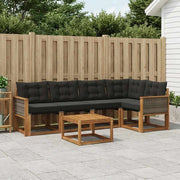 Set di divani da esterno 6 pz Naturale e Nero 3381964