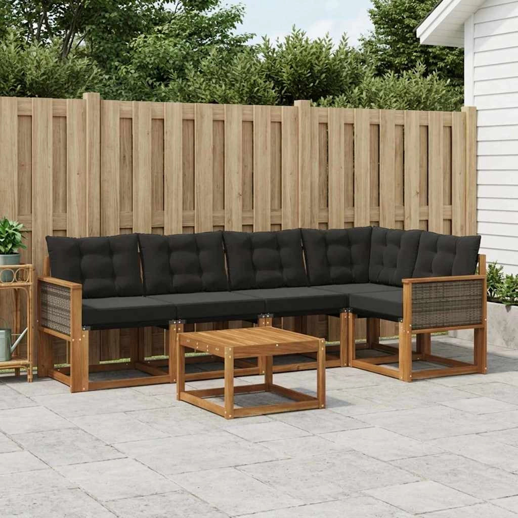 Set di divani da esterno 6 pz Naturale e Nero 3381964