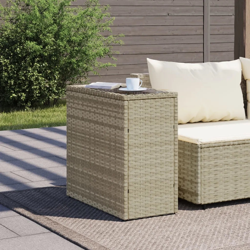 Tavolo Giardino | Tavolino da esterno Piano Vetro Grigio Chiaro 58x27,5x55 Polyrattan