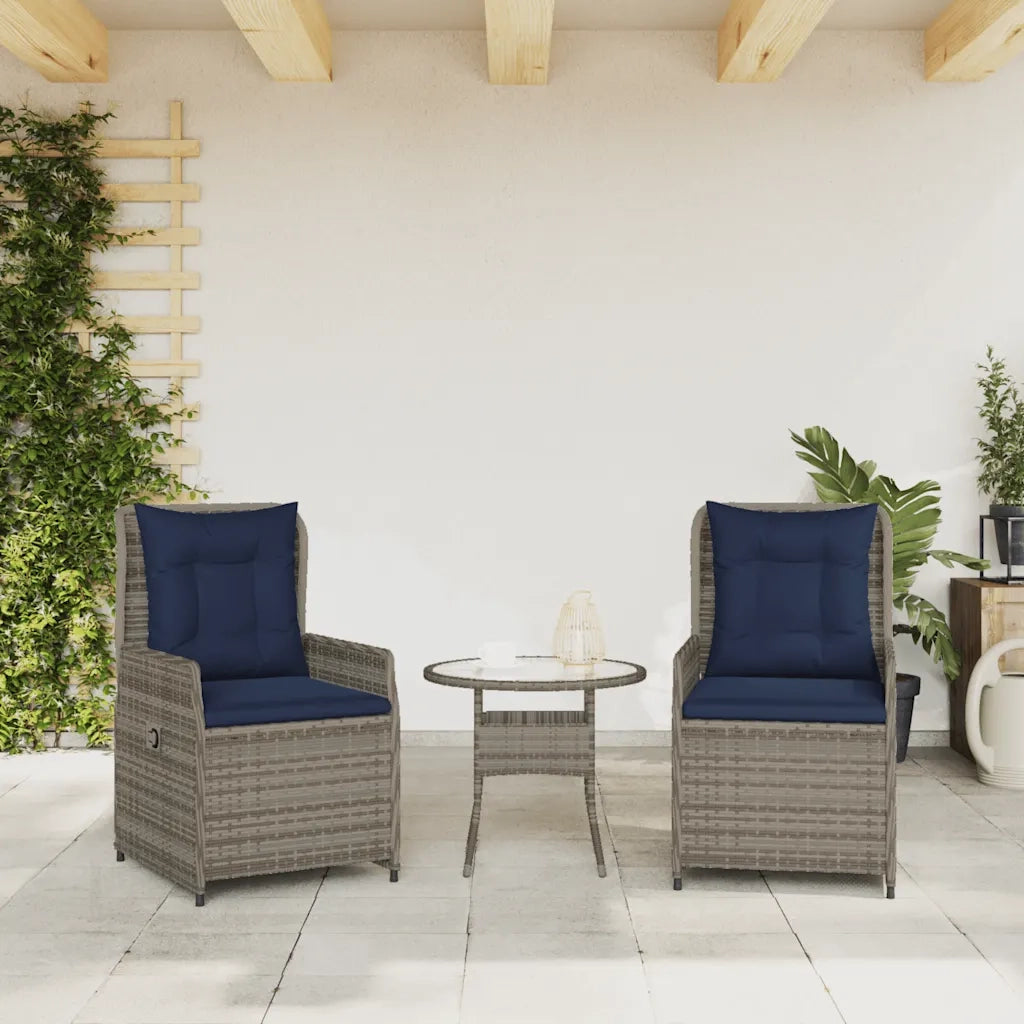 Sedie da giardino reclinabili 2 pz in Polyrattan Grigio 368659