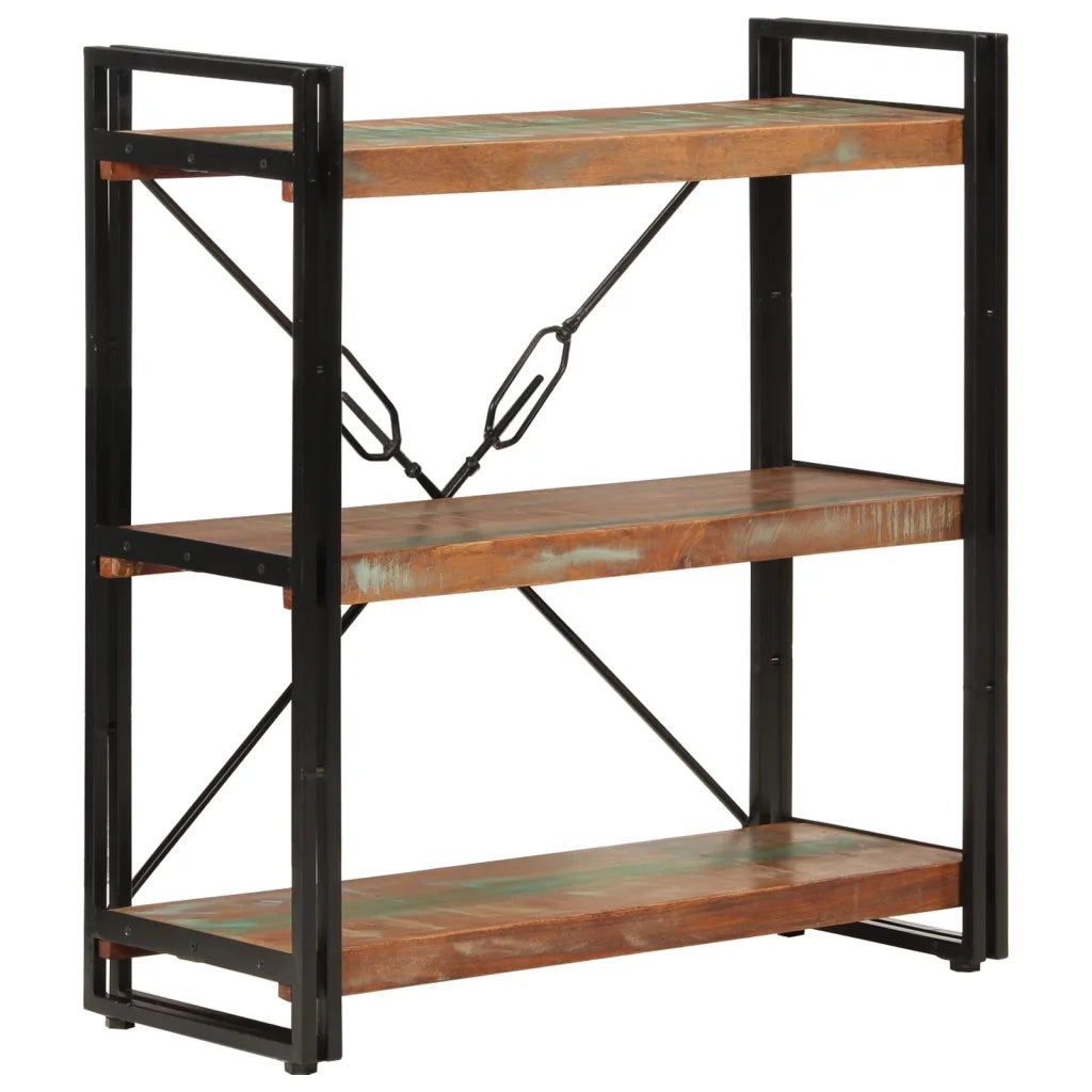 Libreria 3 Livelli 77x30x80 cm Legno Massello Recupero e Ferrocod mxl 104129