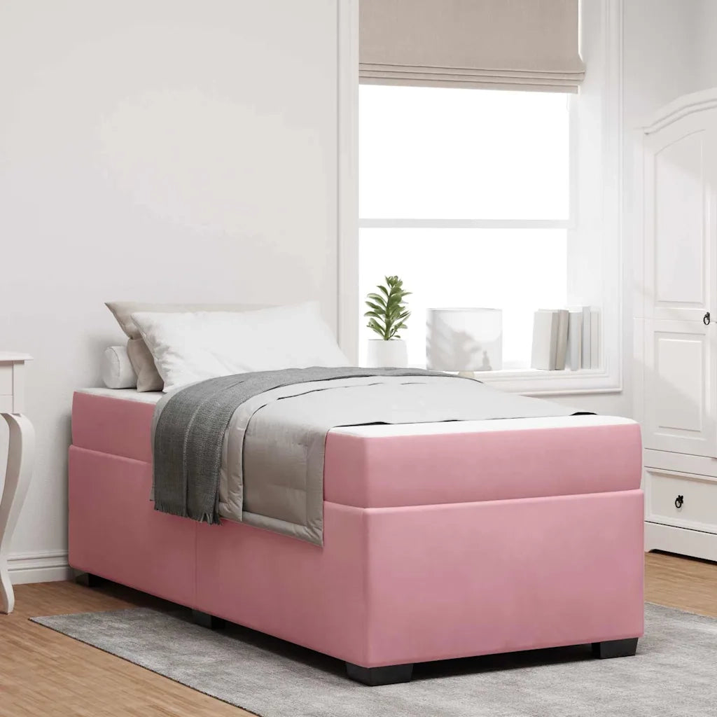 Struttura del letto con materasso Rosa 90 x 200 cm Tessuto