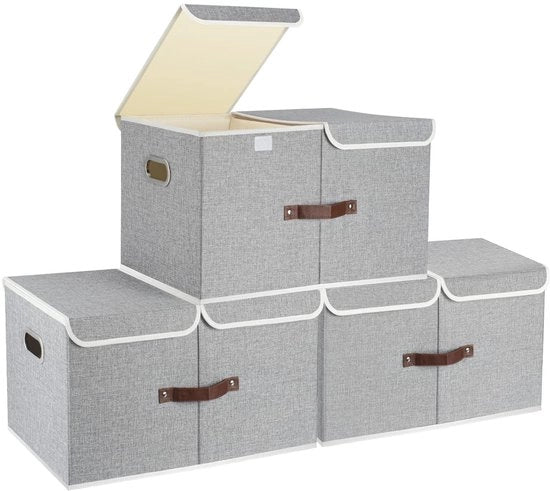 Cassa di archiviazione extra grande - cassa di archiviazione con contenitori - pieghevole - lavabile - set da 3 - 55x33x30 cm - distributore rimovibile - cassa di archiviazione