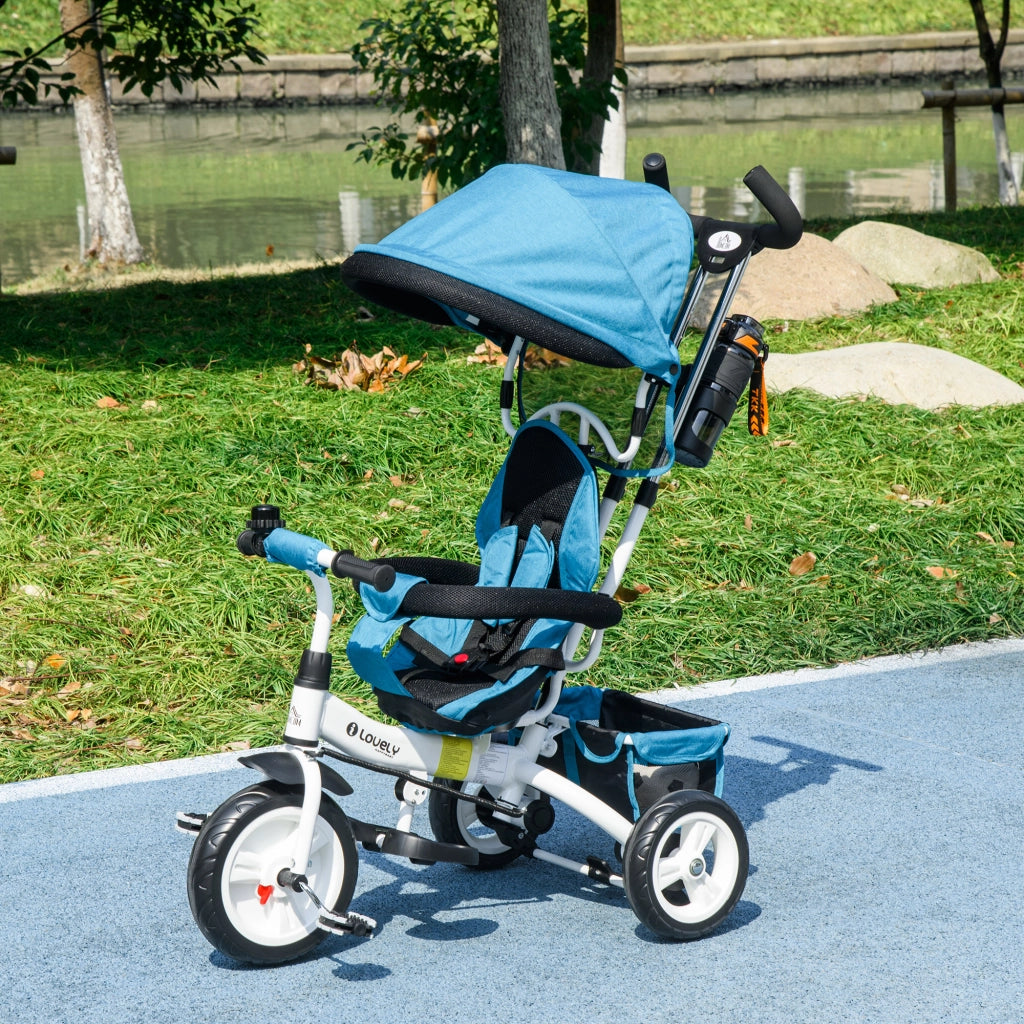 Triciclo 6 in 1 per Bambini con Capote e Cintura di Sicurezza ¨C ZephMum ¨C 1-5 Anni, Blu