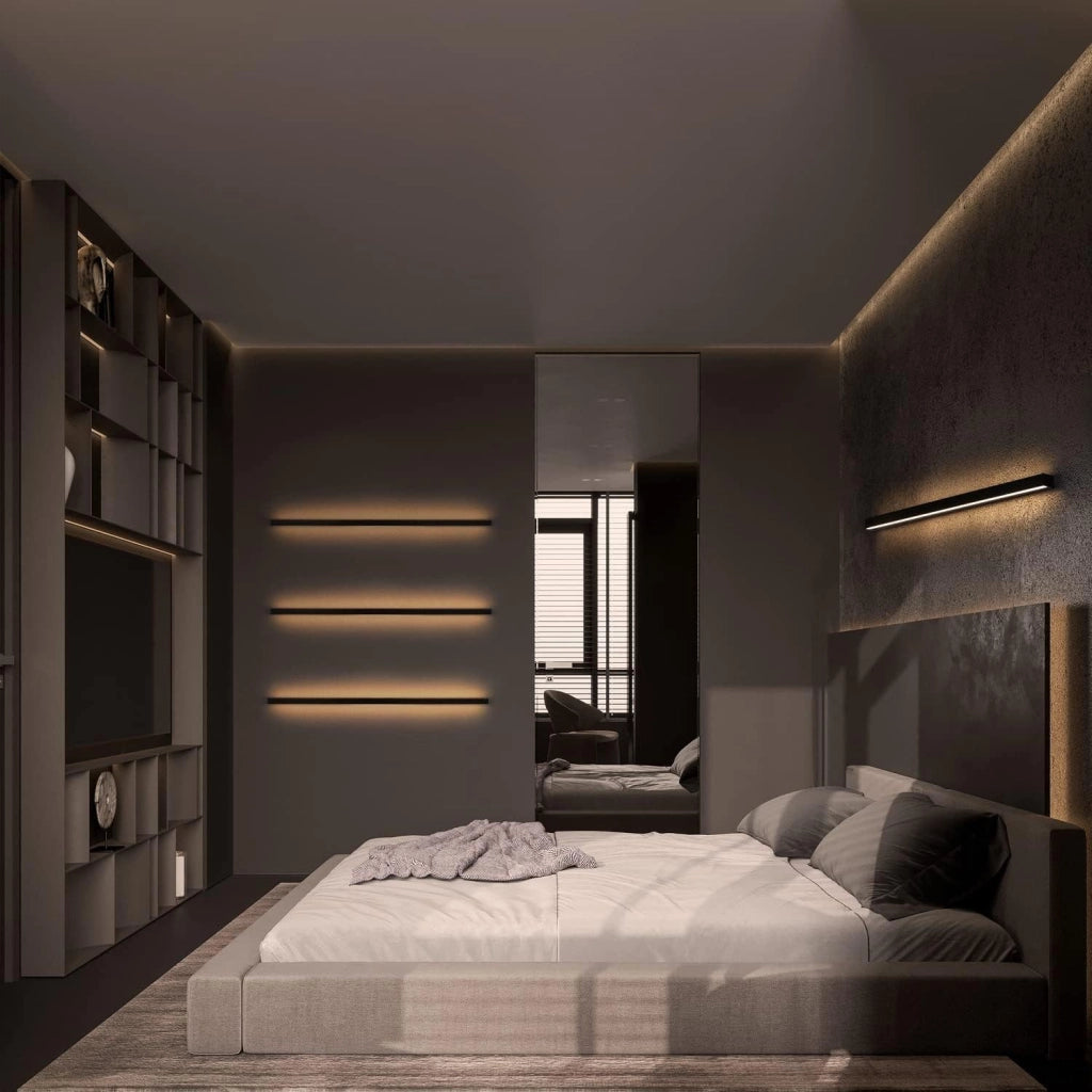 ZMH Applique da parete a LED per interni nera 80cm lampada da parete moderna 3000K per corridoio e camera da letto
