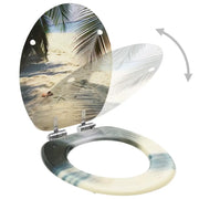 Copriwater 2 pz Chiusura Ammortizzata in MDF Design Spiaggia 3056416