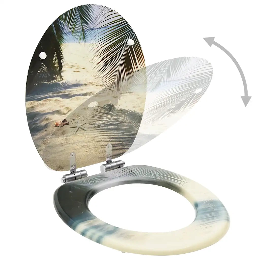 Copriwater 2 pz Chiusura Ammortizzata in MDF Design Spiaggia 3056416