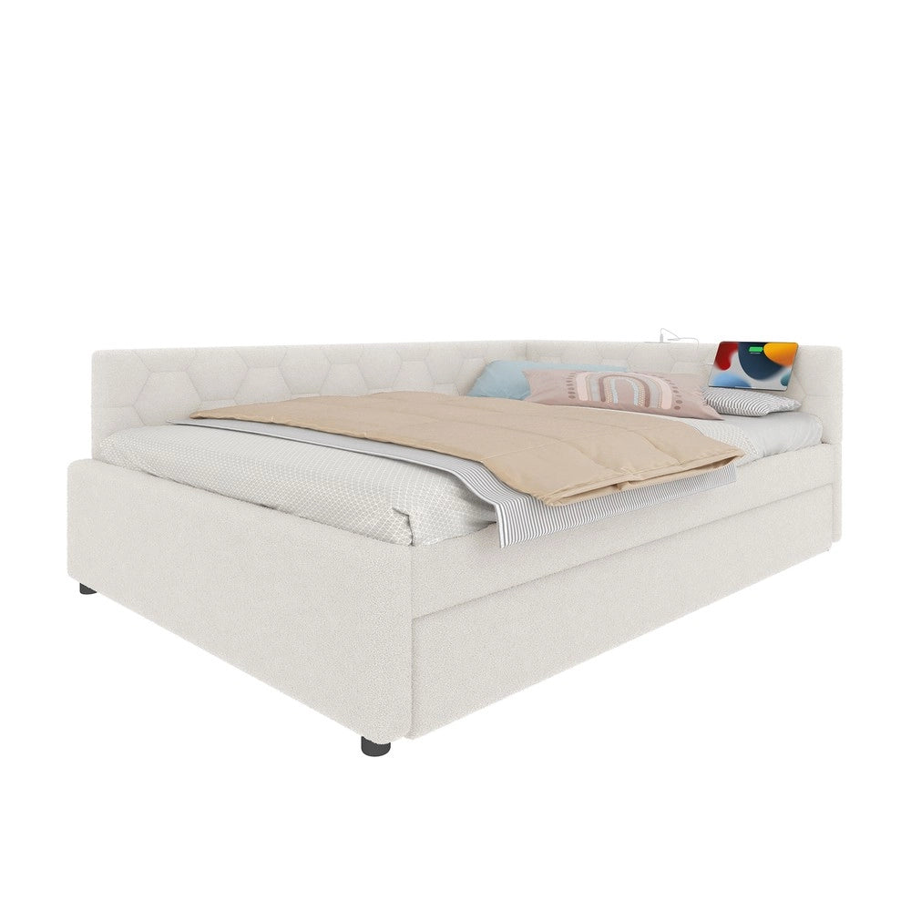 Letto Divano con Rete a Doghe e Luce ¨C MINIMAL ¨C Bianco 140x200