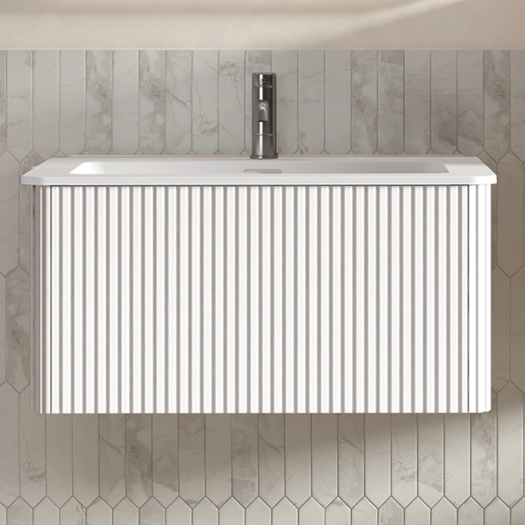 LAVABO CON MOBILE 80 cm Bianco MDF e Plywood