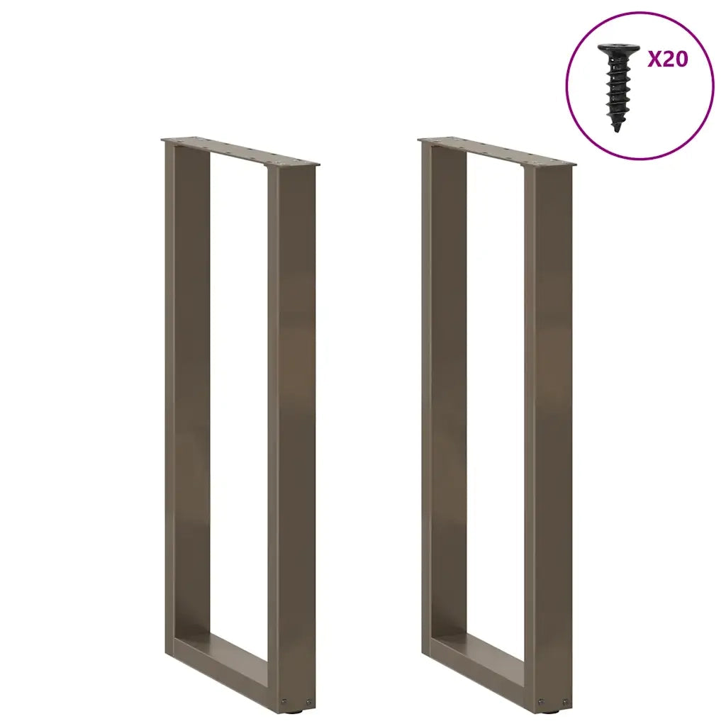 vidaXL Gambe per tavolo da bar a forma di U 2 pz in acciaio naturale 40x(100-101) cm