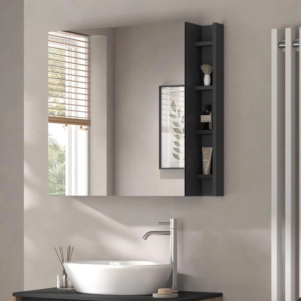 Specchio contenitore bagno Edelin, Artigiano, 80 x 75 cm con ripiani