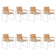 Sedie da Giardino con Cuscini 8 pz in Legno Massello di Teak cod mxl 8683