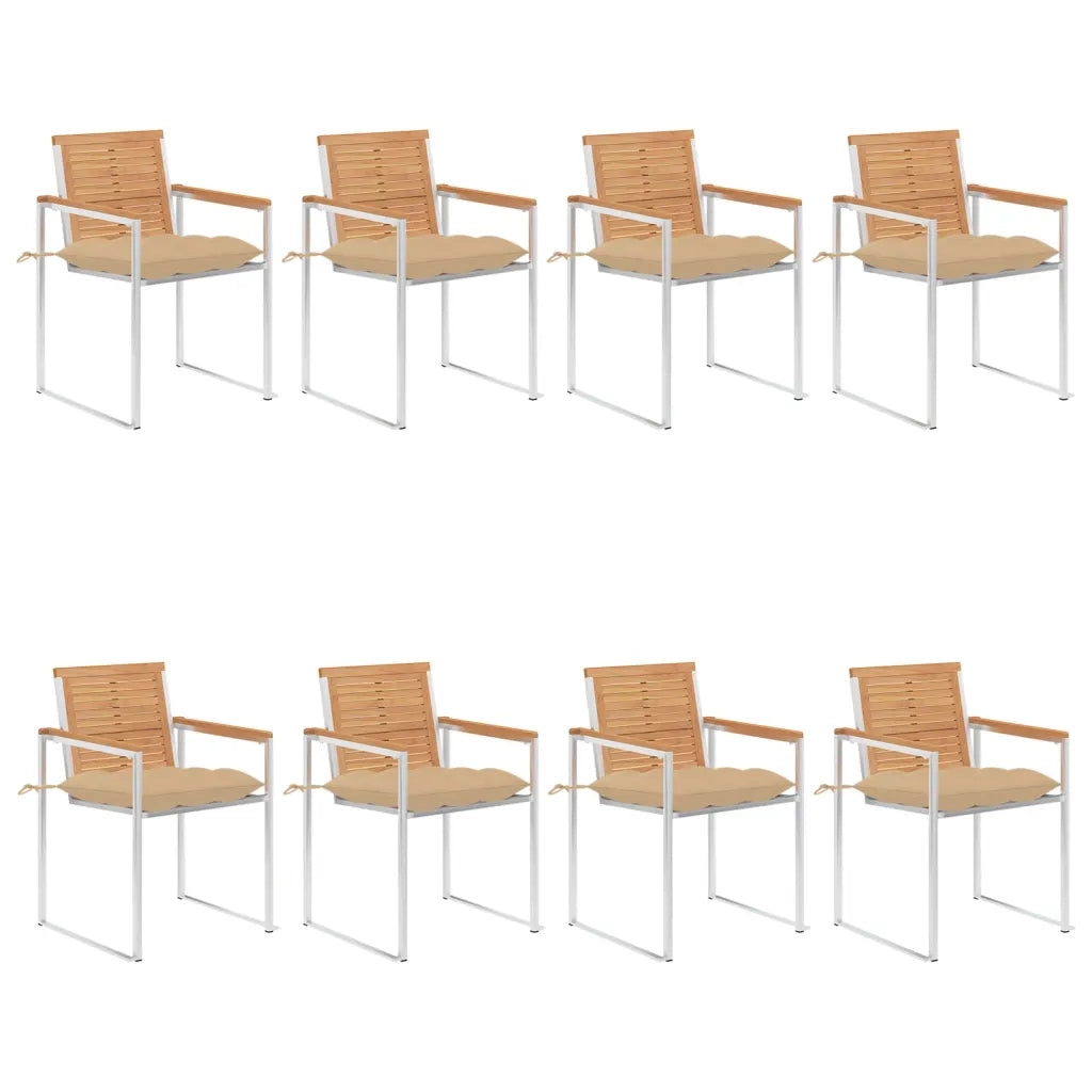 Sedie da Giardino con Cuscini 8 pz in Legno Massello di Teak cod mxl 8683