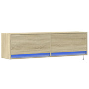 Mobile TV multimediale scaffale TV credenza mobile TV sala da pranzo soggiorno camera da letto a parete con luci LED rovere Sonoma 140 x 31 x 38 cm marrone 02_0028009
