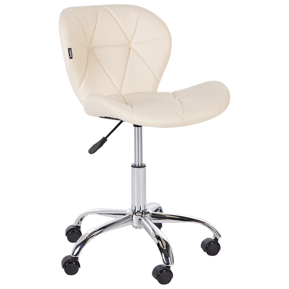 Sedia da scrivania per ufficio in ecopelle beige girevole e regolabile in altezza Moderna
