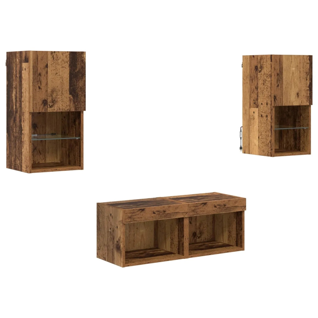 Mobiletti TV da Parete 4 pz-Set di 4 Credenza per TV sospesa Legno vecchio 30,5 x 30 x 60 cm