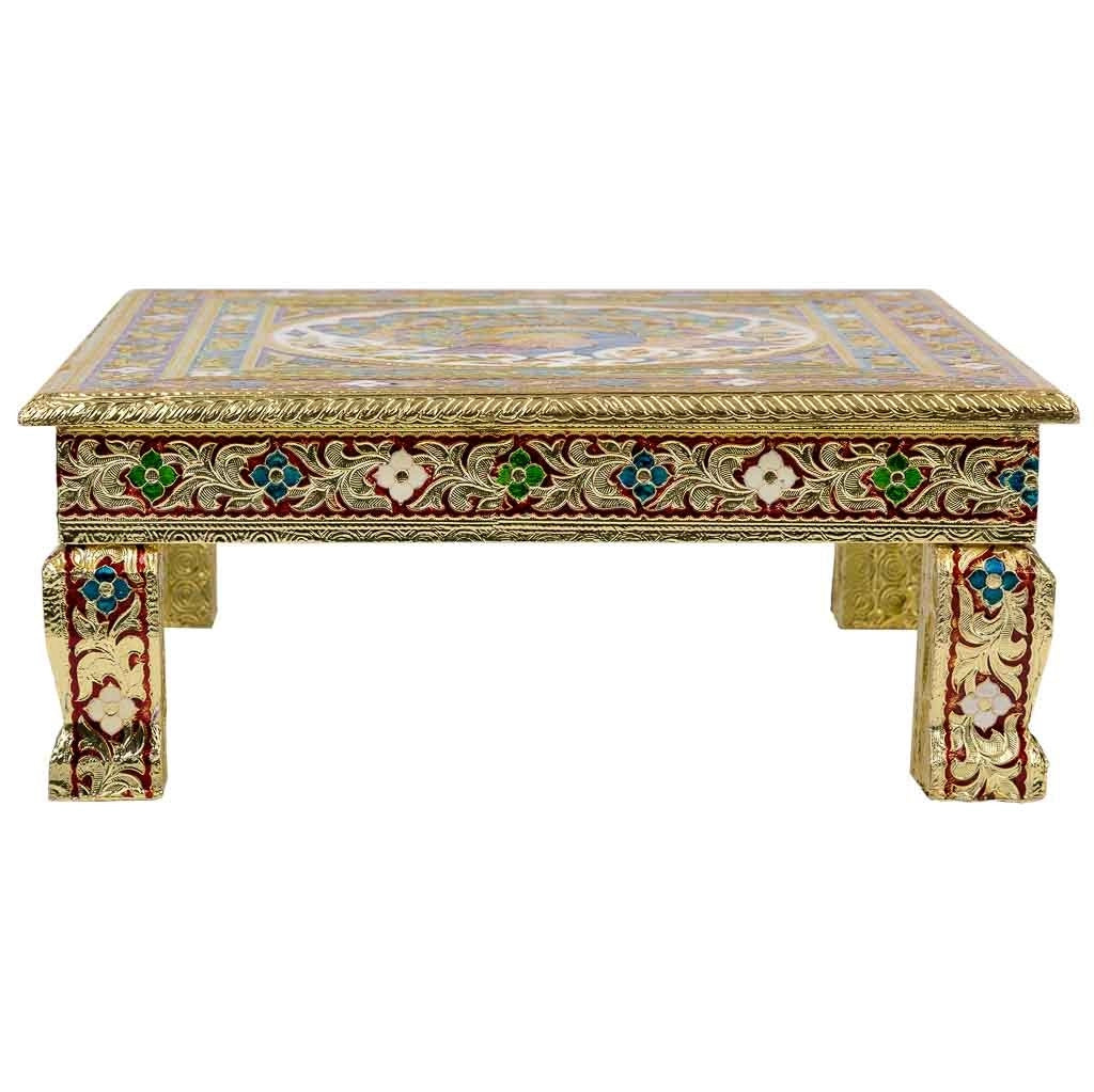 Tavolino in metallo goffrato oro 38x38x14h