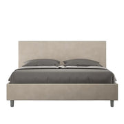 Letto matrimoniale senza rete imbottito 160x190 microfibra sabbia Adele