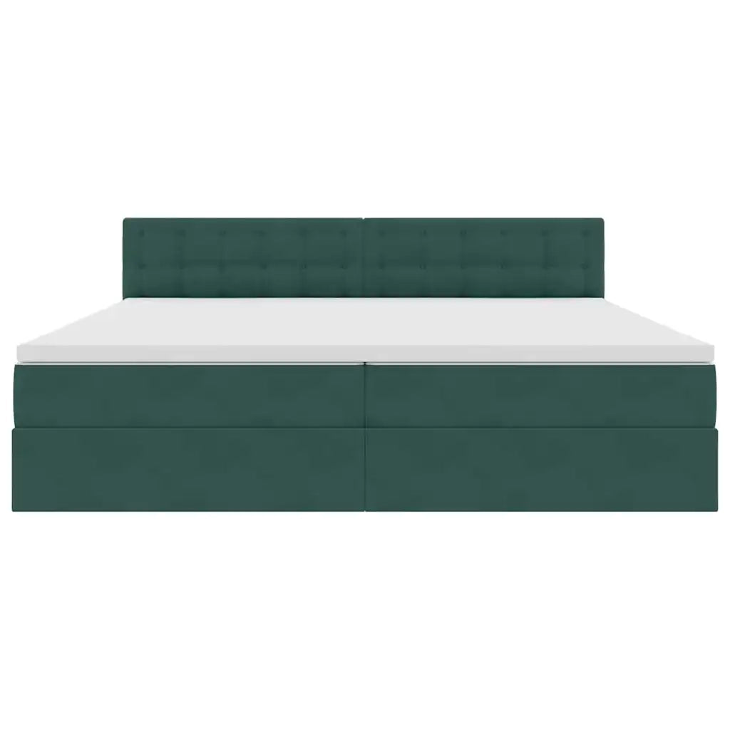 Letto con contenitore e LED Verde Scuro 200 x 200 cm Velluto 3371538