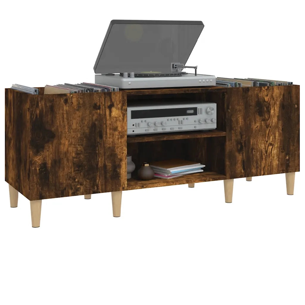 Mobile Porta Dischi Rovere Fumo 121x38x48 cm Legno Multistrato 831930