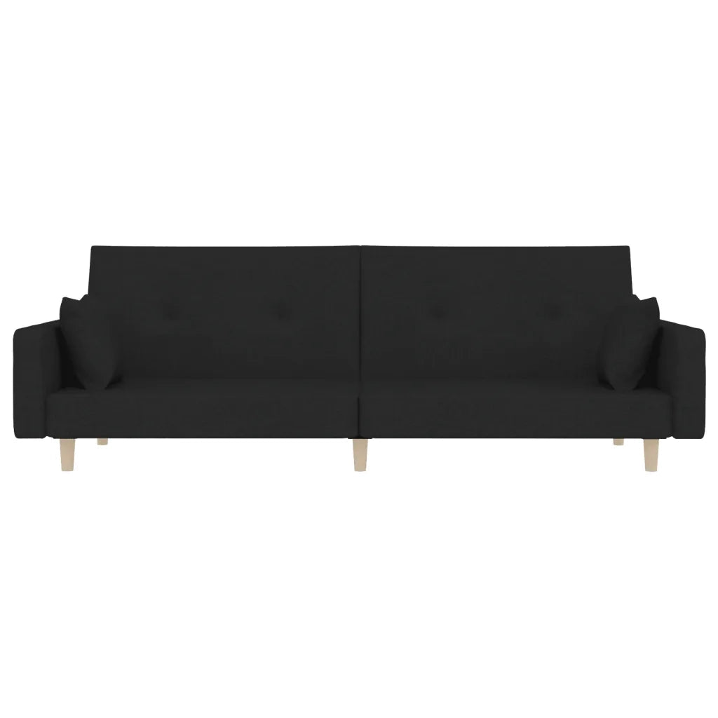 Divano letto | Sof¨¤ letto | Letto singolo a 2 Posti con 2 Cuscini Nero in Tessuto