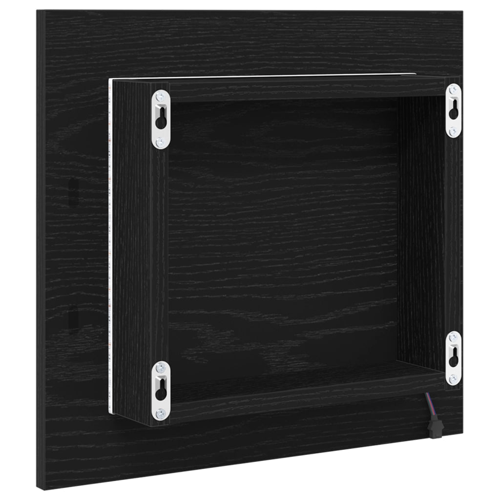 Specchio da bagno LED Rovere Nero 40x8.5x37 cm Legno ingegnerizzato