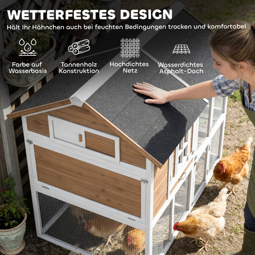 Pollaiolo per 4 galline con nido e vassoio estraibile ¨C zephmum ¨C legno marrone 200x104x145cm