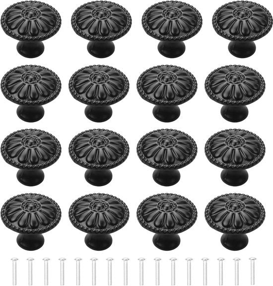 Knobbi a Sfera - Stile Vintage Antico - 16 Pezzi - Nero
