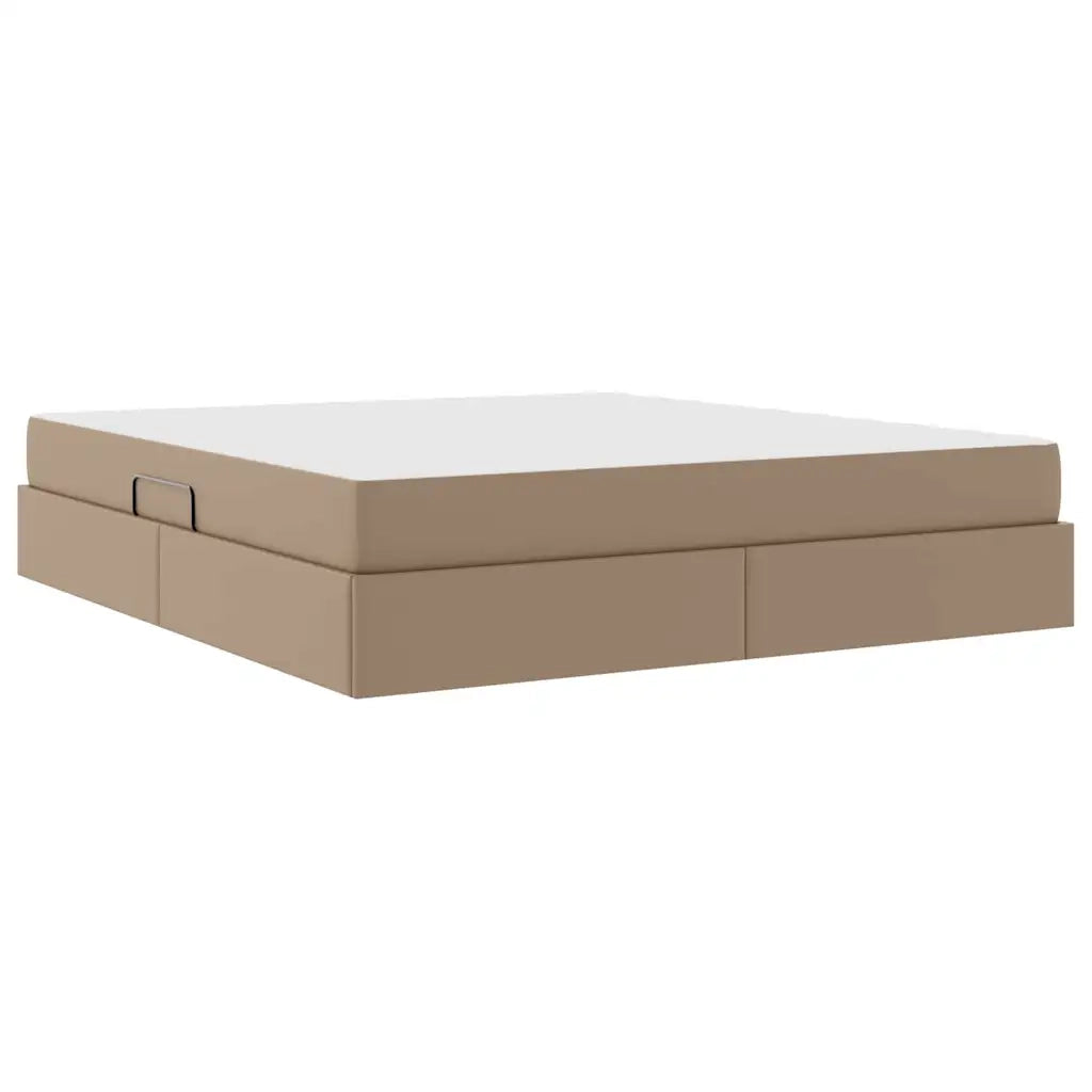 Letto con contenitore e materasso 2 pcs Cappuccino Pelle 3399619