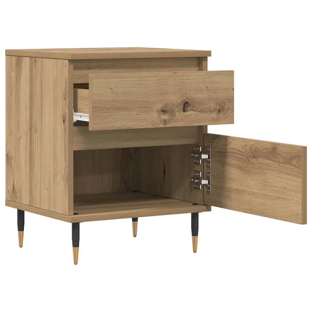 Comodini 2pz Rovere Artigianale 40x35x50 cm Legno Multistrato