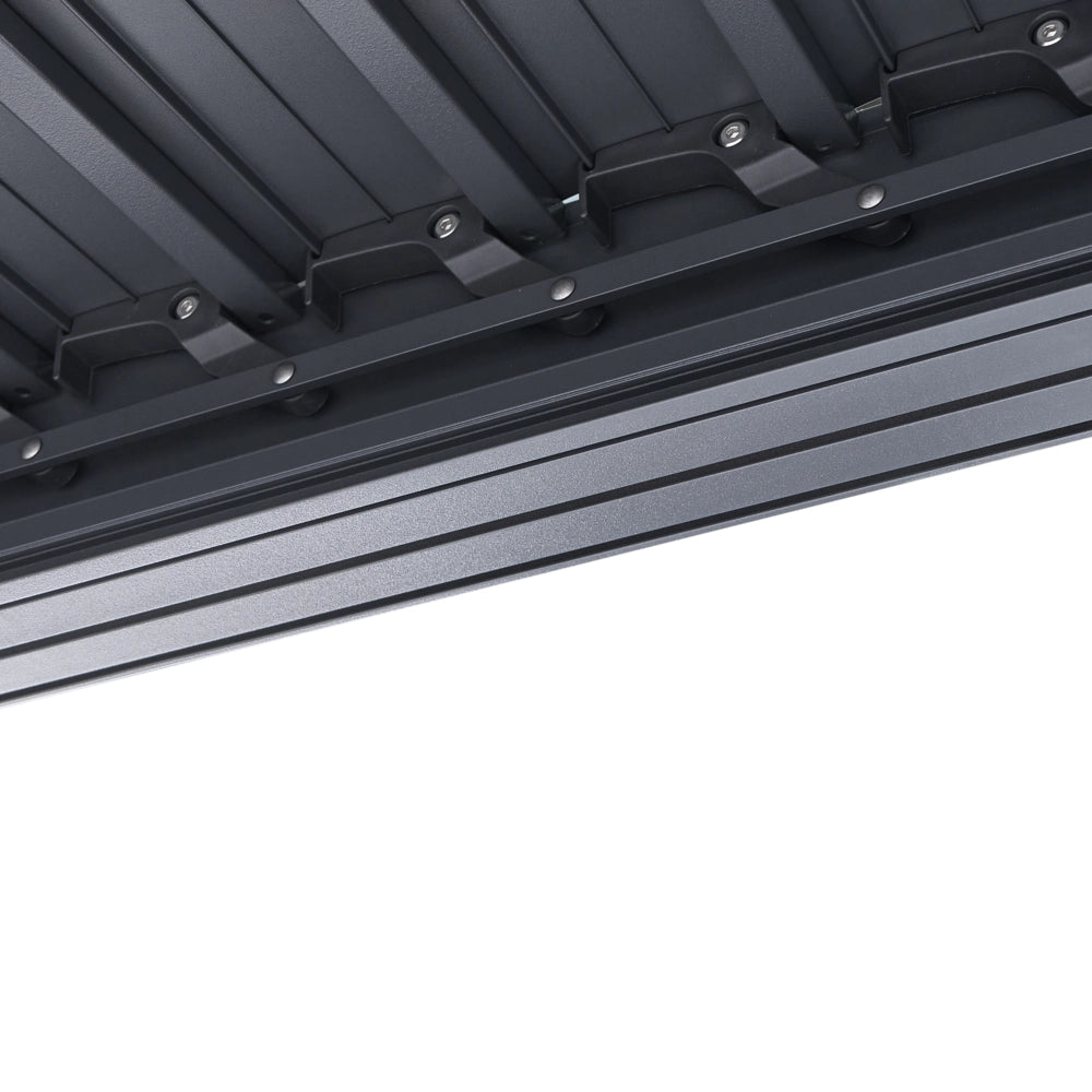 Pergola in metallo nero con struttura ombreggiante in alluminio 310 x 310 cm Padiglione da giardino moderno e industriale