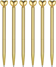 Penne Decorative a forma di cuore - 6 pezzi - Acciaio inossidabile/Zincatura - Pennarelli decorativi - Regali per donne - Ideali per varie occasioni - Penna stilografica