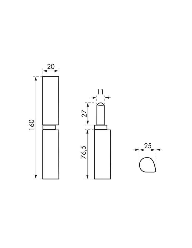 Cerniera a saldare H 160 mm con cuscinetto a sfere – THIRARD