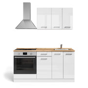 Vicco Cucina completa Bianco lucido/bianco 160 cm con base forno e lavello con PT