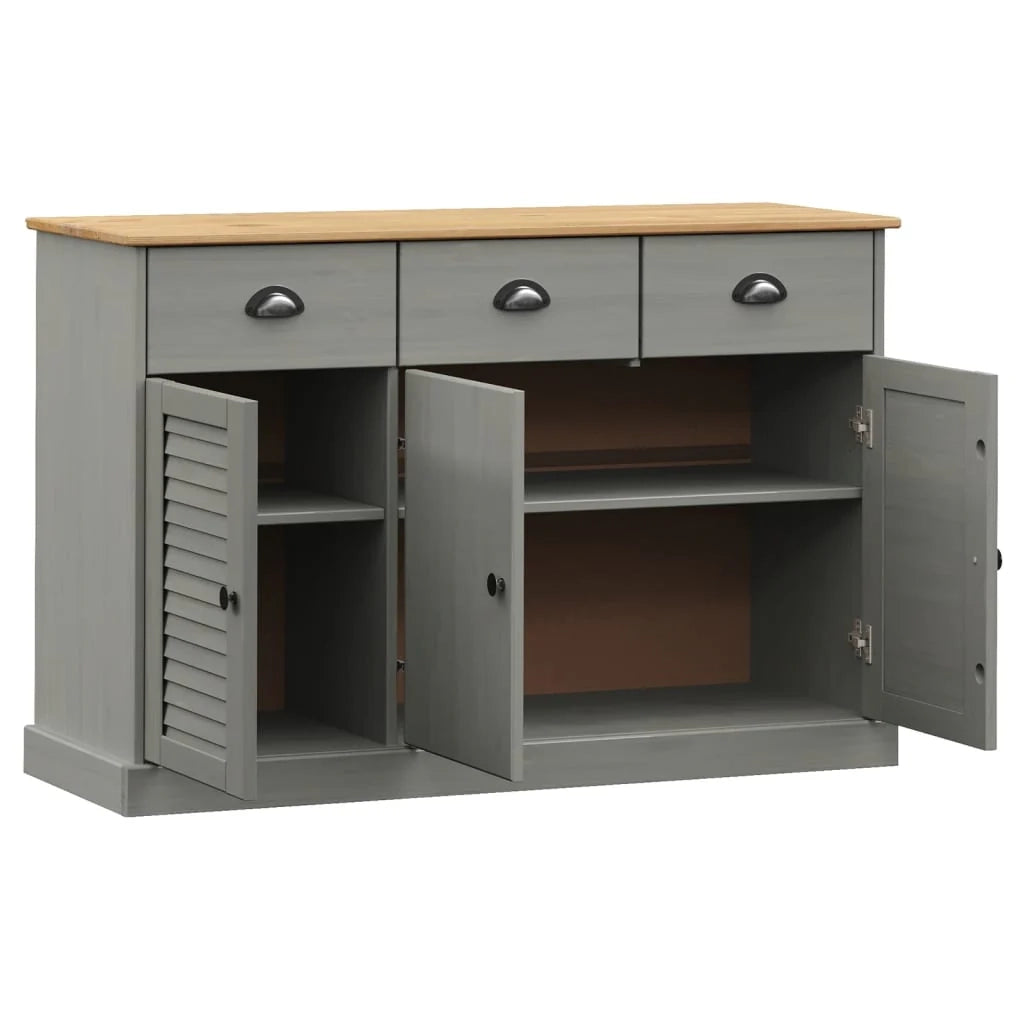 Buffet credenza cassettiera armadio mobile contenitore organizer per cucina soggiorno salotto con cassetti 113 x 40 x 75 cm legno di pino massiccio grigio 02_0030136