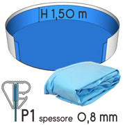 Liner Per Piscina A Forma Circolare  3,60 X H. 1,50 M Azzurro - Attacco P3 - Spessore 0,80 Mm Tipo attacco: P1, Colore: Azzurro, Altezza: 1.50 m