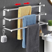 Supporto per asciugamani senza fori - Estensibile - Acciaio inox - Argento - Ganci per asciugamani - Ideale per bagno e cucina
