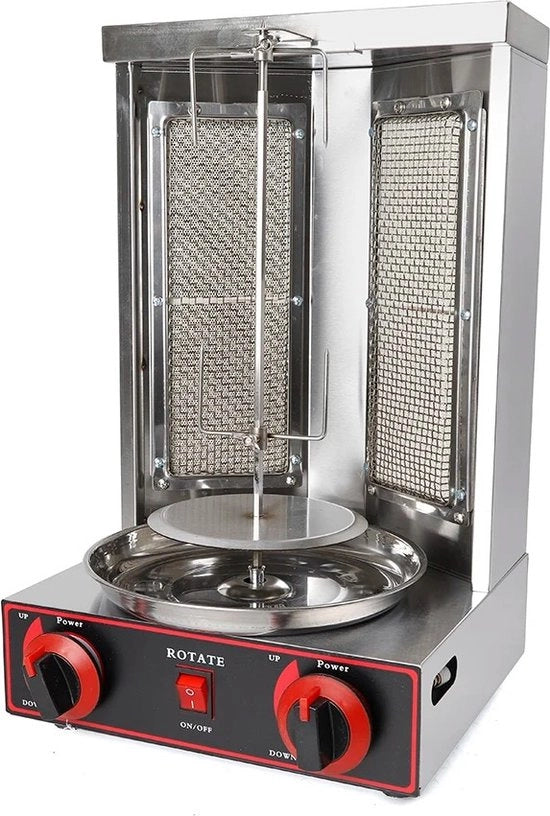 Macchina Grill a Gas Verticale - 3000W - Macchina per Döner Rotante - Kebab - Gyro - Macchina Grill per Commerciale e Casa.
