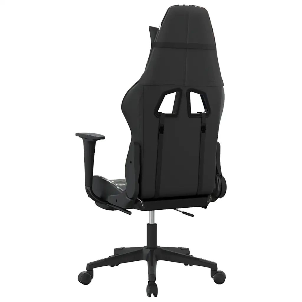 Sedia Gaming | Sedia da e-sports Massaggio Poggiapiedi Nero e Mimetico Similpelle