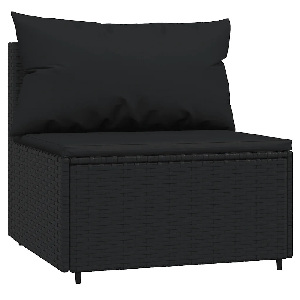 Set Divani da Giardino 3 pz con Cuscini Nero in Polyrattan 319780